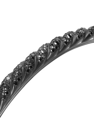 Men's Sculpted Cable Cuff Bracelet in Black Titanium with Black Diamonds, 5.5mm