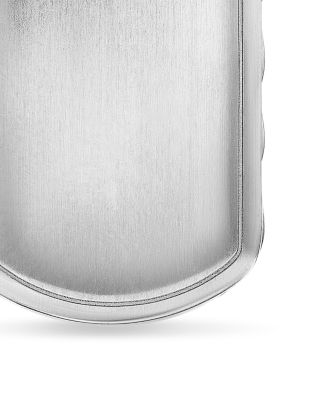 Men's Sculpted Cable Tag in Sterling Silver with Diamonds, 27mm