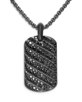 Men's Sculpted Cable Tag in Black Titanium with Black Diamonds, 35mm