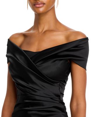 Satin Stretch Off The Shoulder Gown