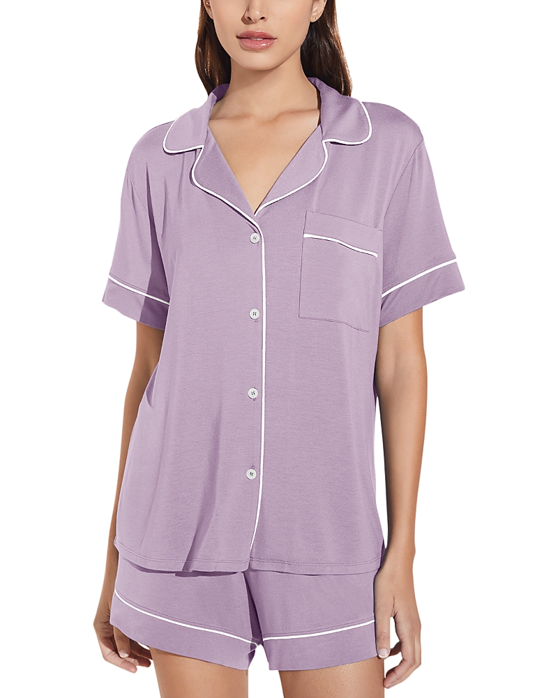Eberjey Gisele Long Sleeve Relaxed Pj Set Lavender/ Ivory In Purple