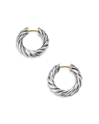Sculpted Cable Hoop Earrings in Sterling Silver, 18.6mm