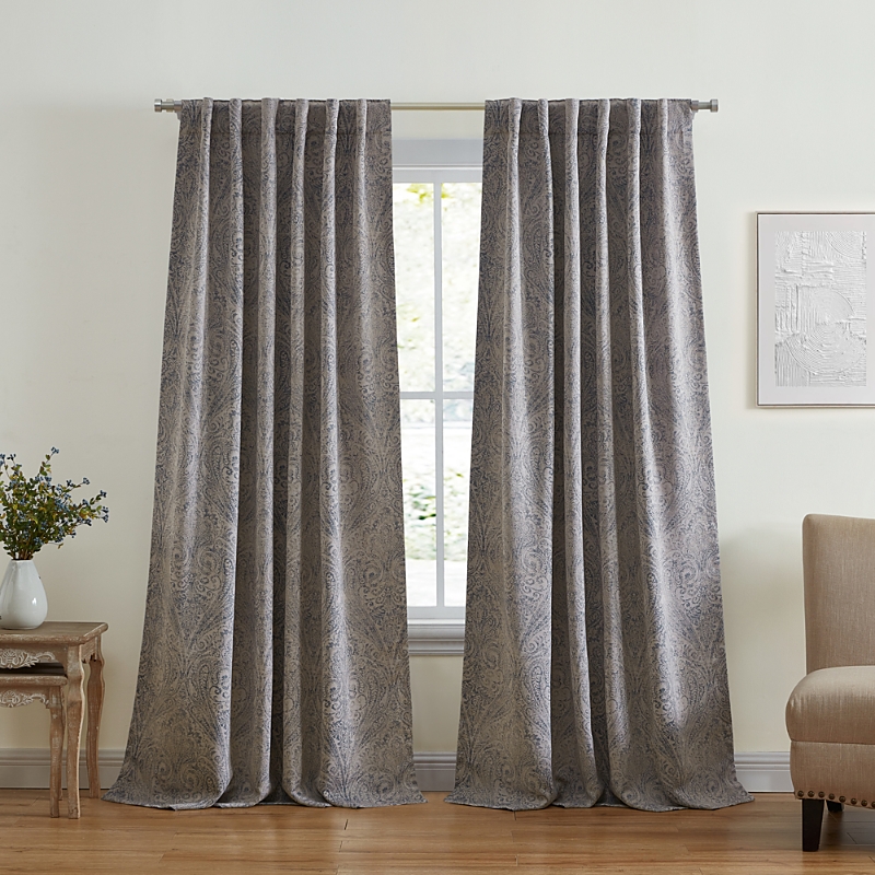 Elrene Home Fashions Vittoria Paisley Printed Blackout Curtain Panel, 52 X 95 In Gray