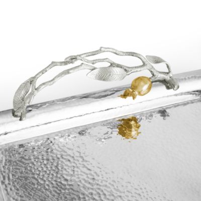 Pomegranate Silver and Gold Tone Serving Tray