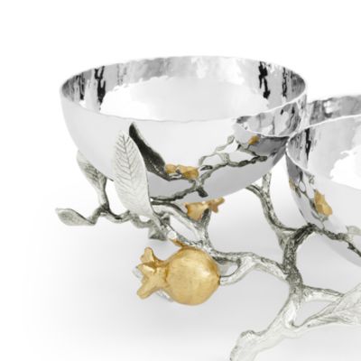 Pomegranate Silver and Gold Triple Bowl