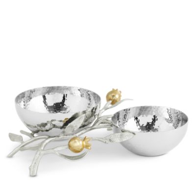 Pomegranate Silver and Gold Double Bowl