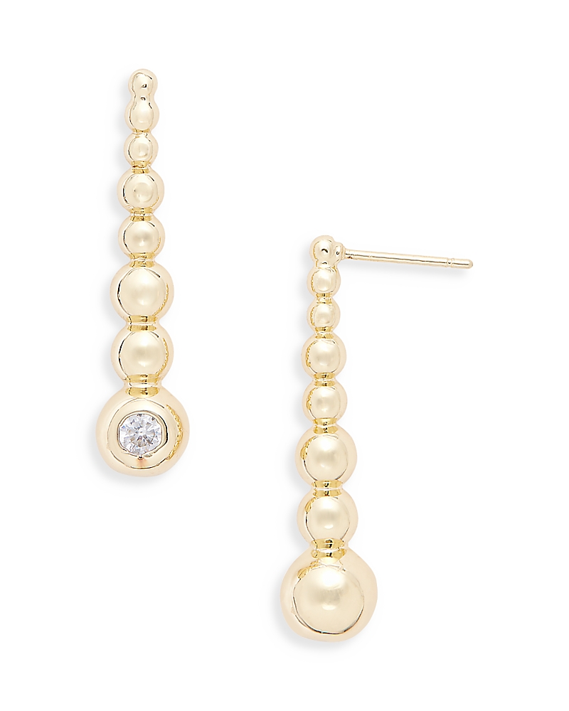 Shop Aqua Cubic Zirconia Graduated Ball Drop Earrings In Gold