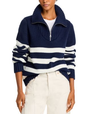 Kule - The Matey Cotton Striped Funnel Neck Sweater