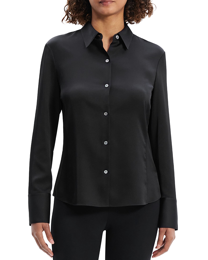 Theory Riduro Organic Cotton Button-up Shirt In Black