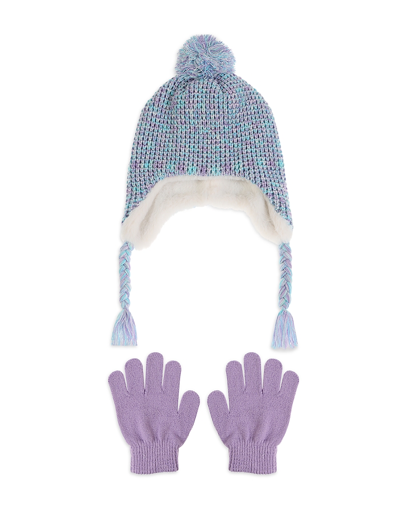 Capelli Girls' Space Dye Earflap Hat & Mitten Set - Little Kid, Big Kid In Cool Combo