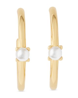 kate spade new york Little Luxuries Imitation Pearl Small Hoop Earrings