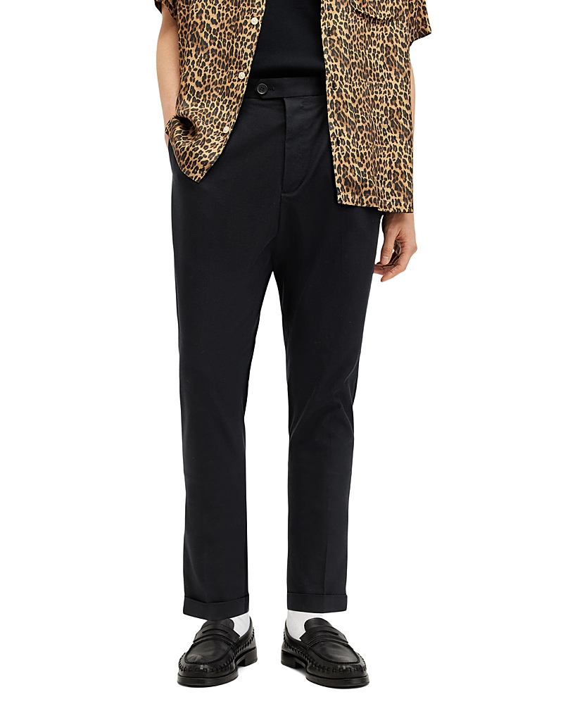 Allsaints Tallis Slim Fit Cropped Tapered Trousers In Black