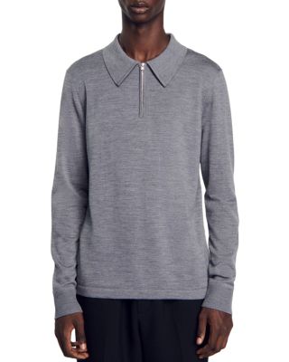 Sandro - Wool-Blend Zip Polo Sweater