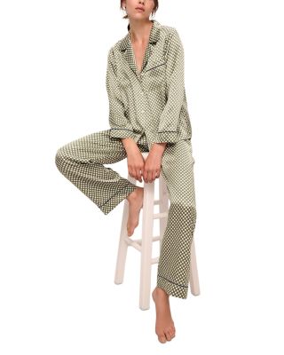 Inez Printed Washable Silk Long Pajama Set
