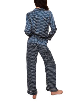 Inez Printed Washable Silk Long Pajama Set