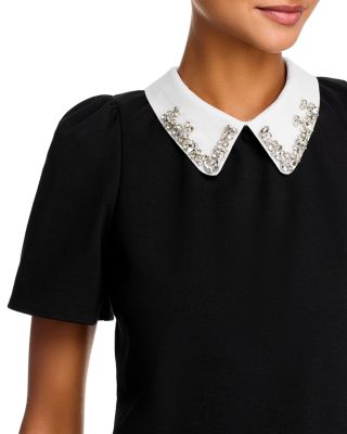 Veste Haut à Volants En Soie 100% Bloomingdale's - Taille 16 W - Noir - Neuf Vintage Avec étiquettes