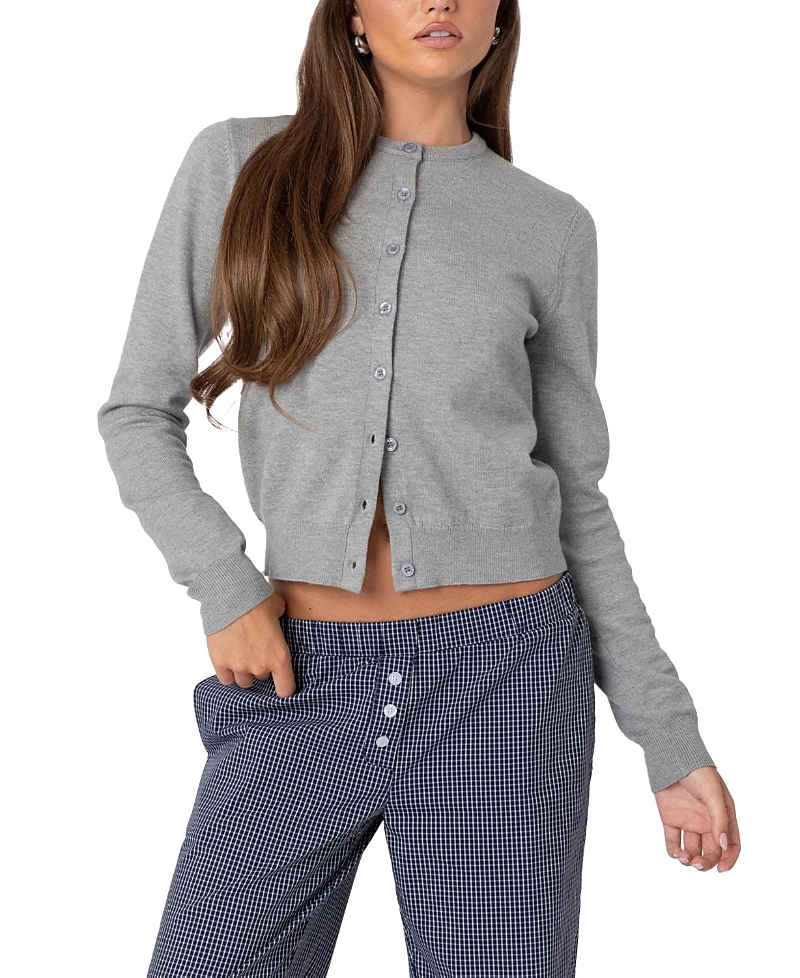 Edikted Shlo Knitted Cardigan In Gray Melange