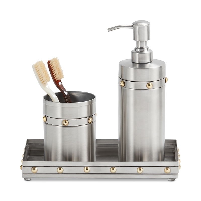 Roselli Rivets 3 Piece Bath Accessory Set In Silver
