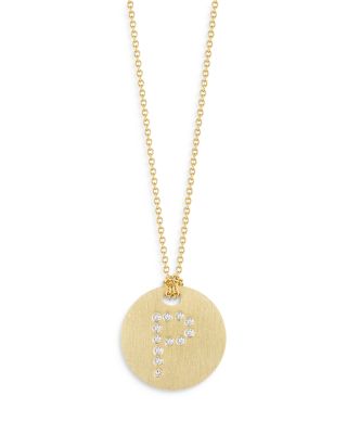 Roberto Coin 18K Yellow Gold Tiny Treasures Diamond Initial P Disc Pendant Necklace, 16-18