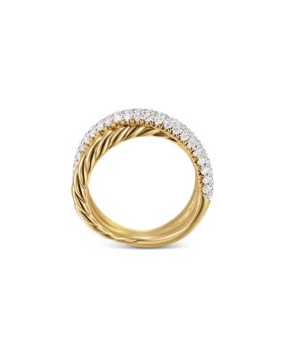 Crossover Two Row Ring in 18K Yellow Gold with Diamonds, 7.5mm