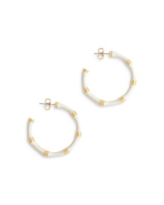 Enamel Bamboo Shaped Hoop Earrings