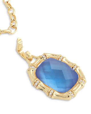 Bamboo Stone Pendant Necklace in 18K Gold Plated, 18"- 20"