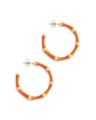 Enamel Bamboo Shaped Hoop Earrings