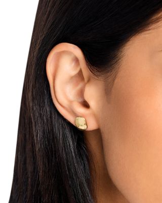 Polished Oval Stud Earrings in 14K Yellow Gold