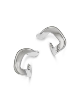 Twisted Square Hoop Earrings in Sterling Silver