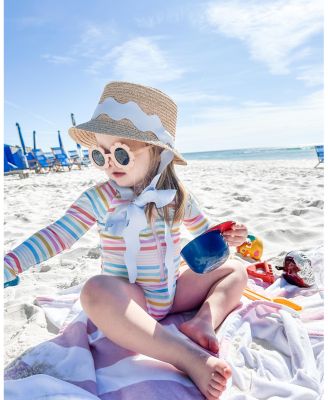 Girls' Straw Harbor Hat with Scalloped Ribbon - Little Kid, Big Kid