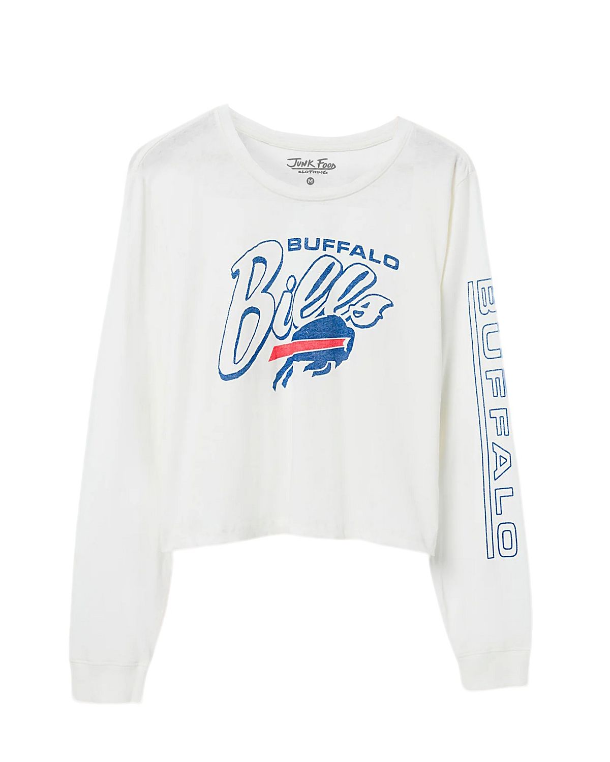 Junk Food Clothing Women's Nfl Buffalo Bills Touchdown Long Sleeve Cropped Tee