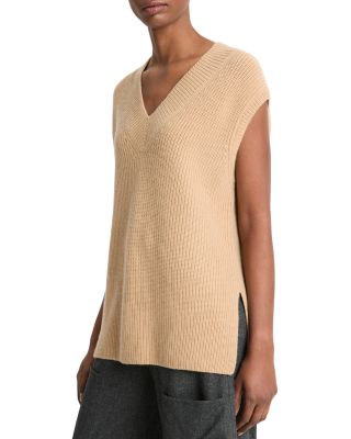 Vince - Ribbed V Neck Wool and Cashmere Vest