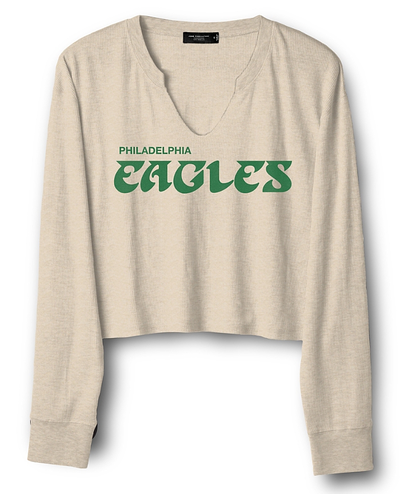 Junk Food Clothing Women's Nfl Philadelphia Eagles Sunday Cropped Thermal In Oatmeal