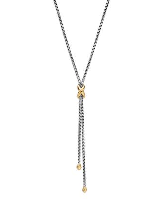 David Yurman - Sterling Silver & 18K Yellow Gold Petite X Lariat Necklace, 17-18"