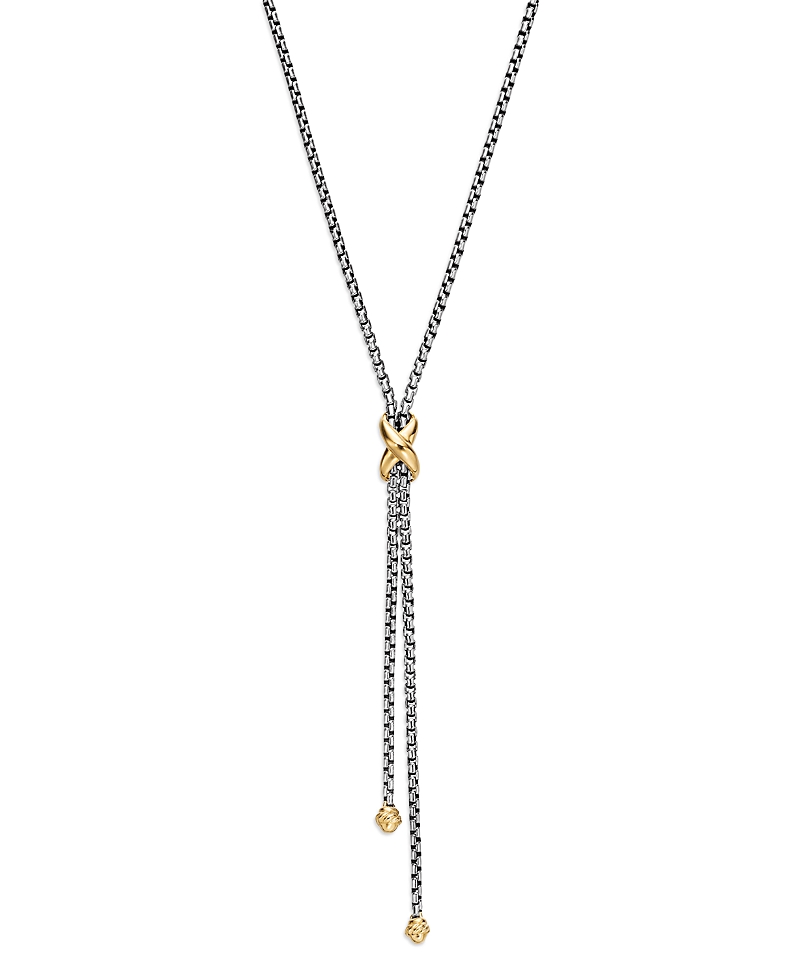 David Yurman Sterling Silver & 18K Yellow Gold Petite X Lariat Necklace, 17