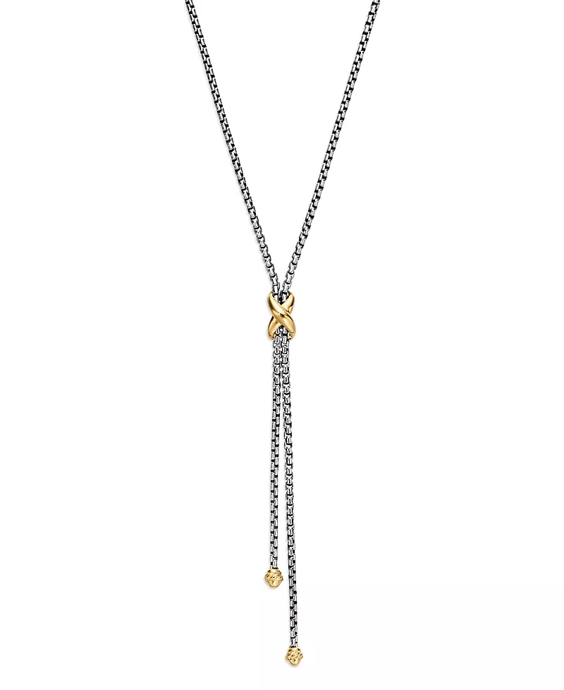 David Yurman Sterling Silver & 18K Yellow Gold Petite X Lariat Necklace, 17