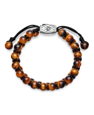 Men's Spiritual Beads Two-Row Bracelet with Tiger's Eye