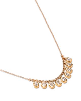 14K Yellow Gold Lab Grown Diamond Dangle Collar Necklace, 16-20"