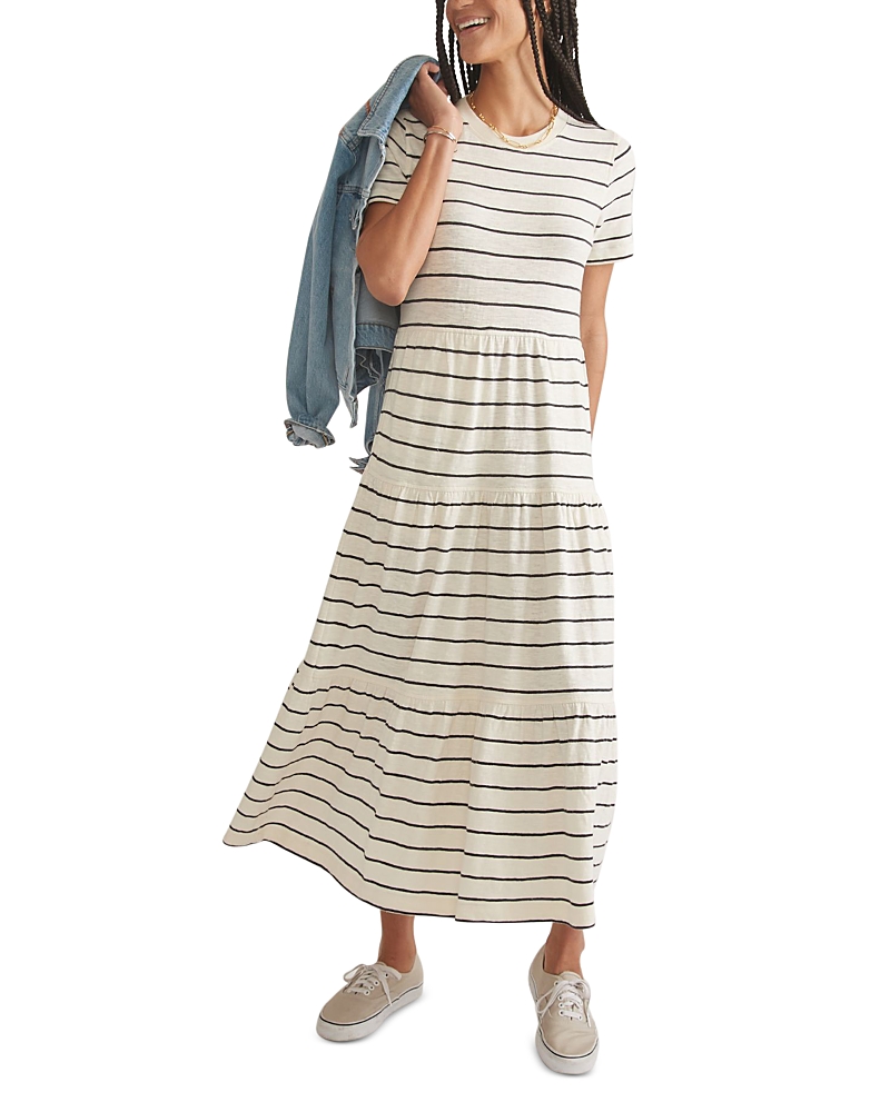 Marine Layer Tiered Midi Dress In White
