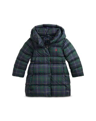 Ralph Lauren - Girls' Plaid Down Hooded Long Jacket - Little Kid