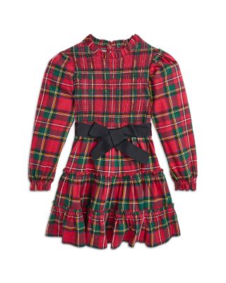 Ralph Lauren - Girls' Plaid Smocked Cotton Jersey Dress - Little Kid, Big Kid