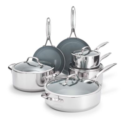 GreenPan - Valencia Pro Stainless Steel 10 Piece Cookware Set