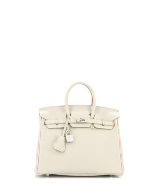 Pre-Owned Hermes Birkin 25 Handbag Light Togo with Palladium Hardware