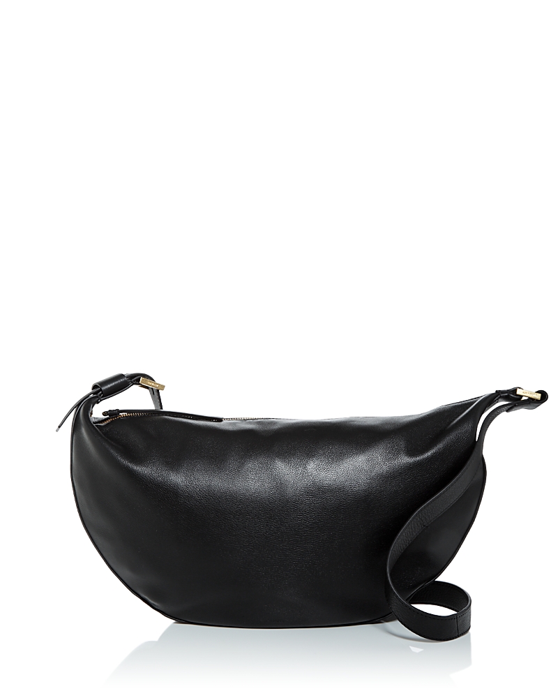 Allsaints Half Moon Leather Shoulder Bag In Black