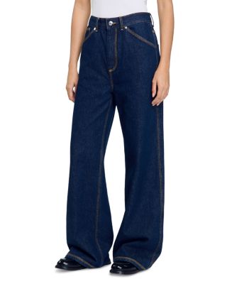 Sandro Ismael High Rise Wide Leg Jeans in Blue Jean Bloomingdale's