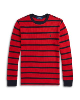 Ralph Lauren - Boys' Striped Waffle Cotton Long Sleeve Tee - Little Kid, Big Kid