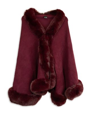 Faux Fur Trim Poncho