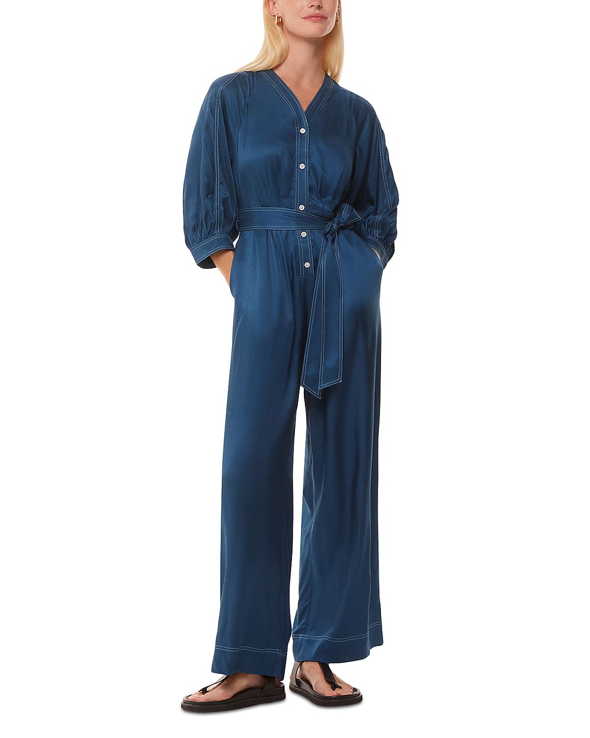 Whistles Mabel Topstitched Belted Jumpsuit
