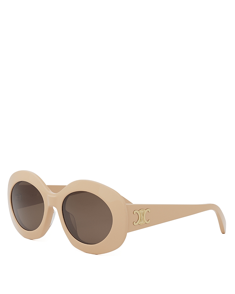 Celine Triomphe Acetate Oval Sunglasses In Beige/brown