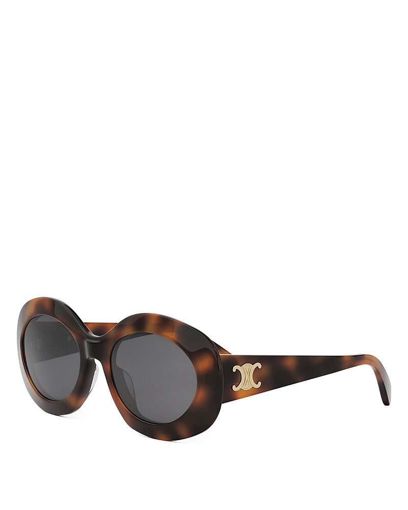 Celine Triomphe 54mm Round Sunglasses In Blonde Havana